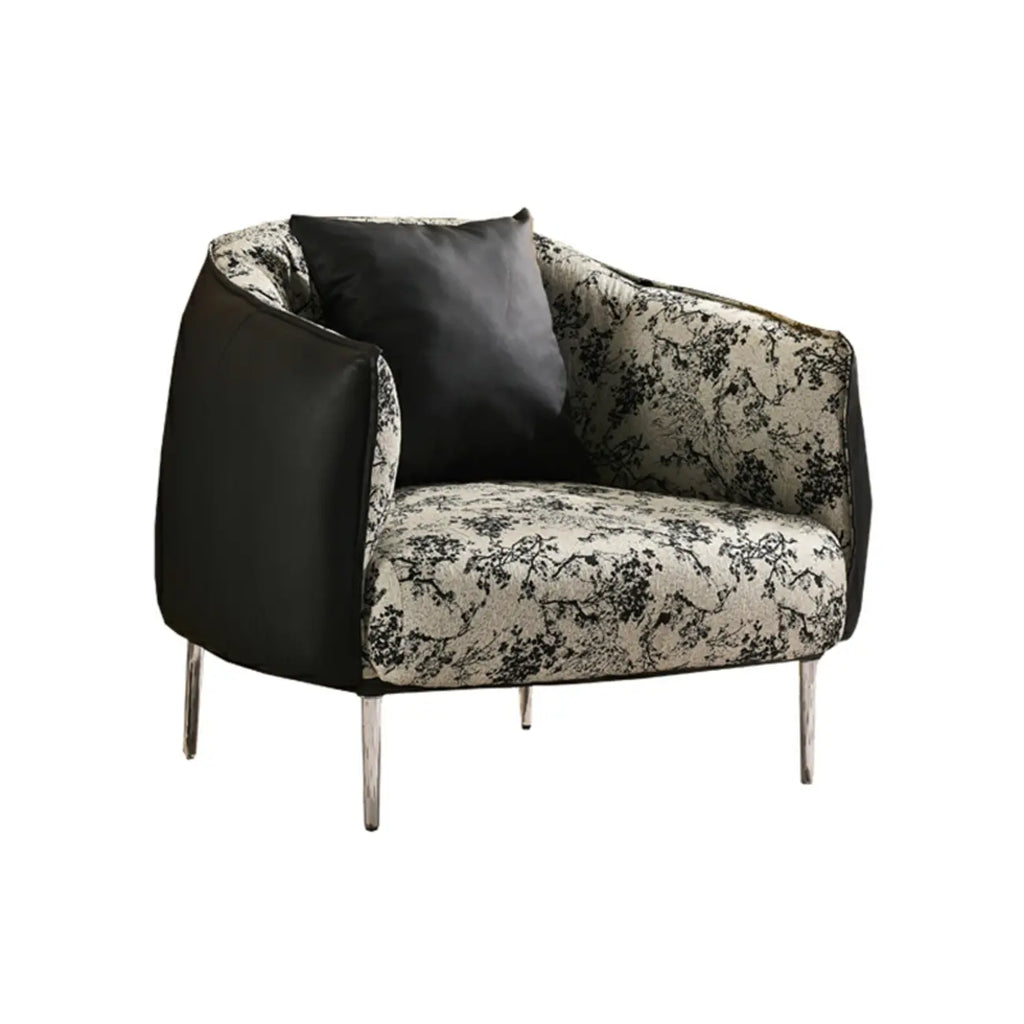 Modern Oversized Leather Barrel Accent Chair Living Room