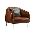 Modern Oversized Leather Barrel Accent Chair Living Room