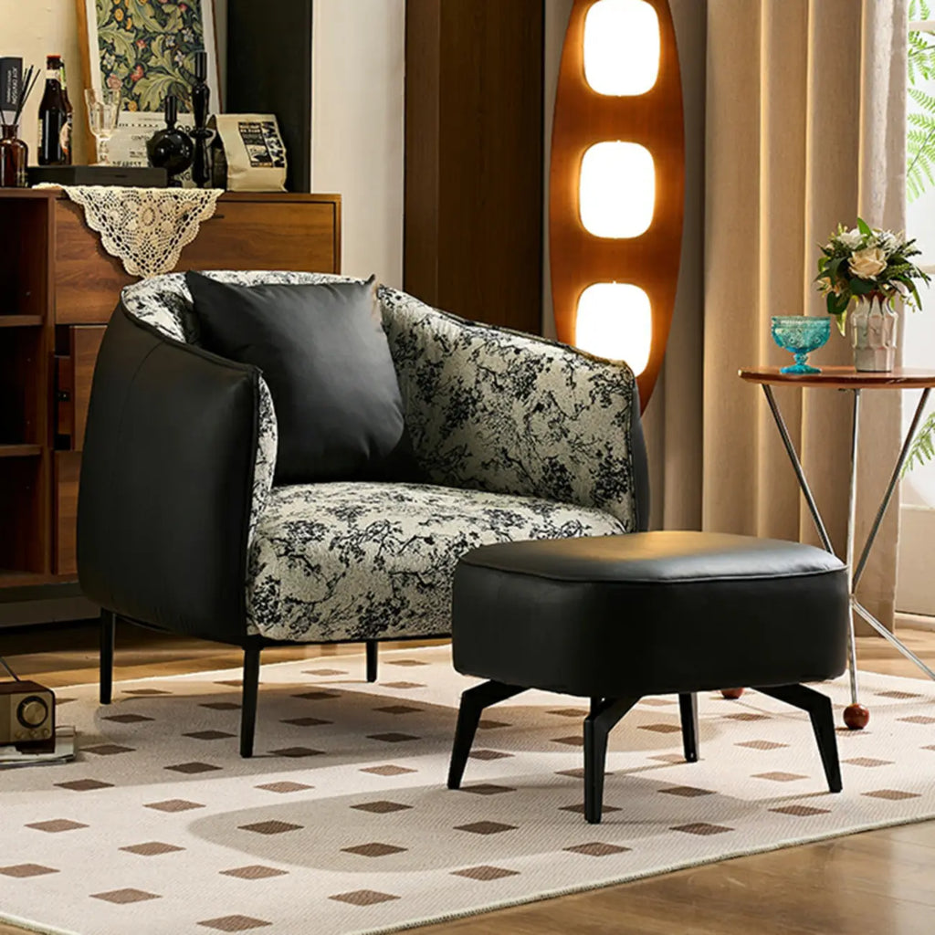 Modern Oversized Leather Barrel Accent Chair Living Room