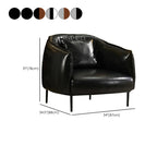 Modern Oversized Leather Barrel Accent Chair Living Room