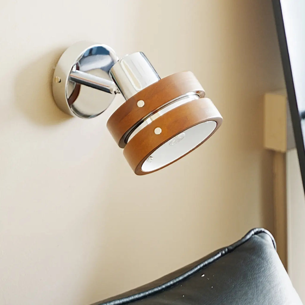 Contemporary Simplicity Walnut Chrome Wall Sconce