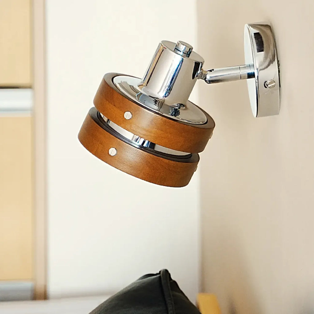 Contemporary Simplicity Walnut Chrome Wall Sconce