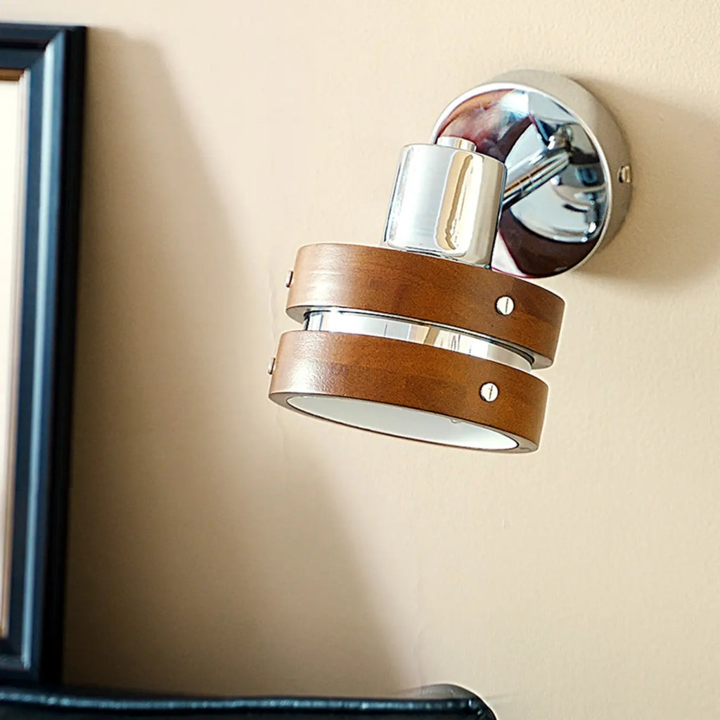 Contemporary Simplicity Walnut Chrome Wall Sconce