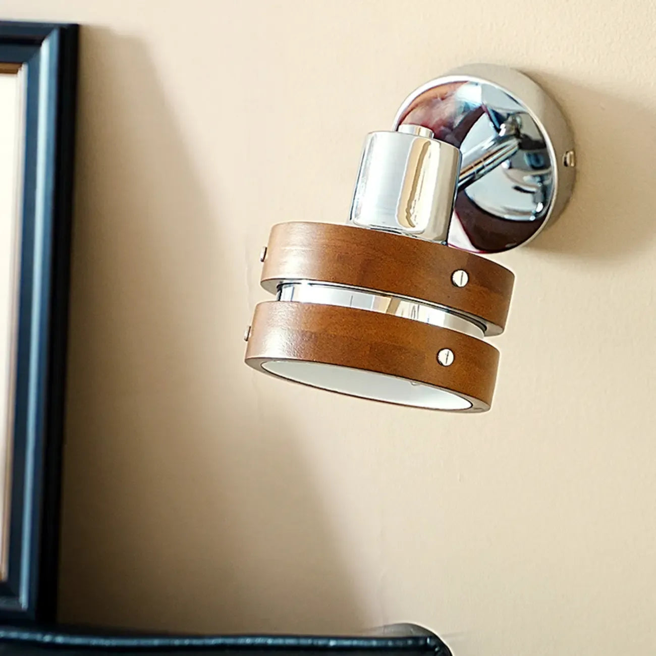 Contemporary Simplicity Walnut Chrome Wall Sconce