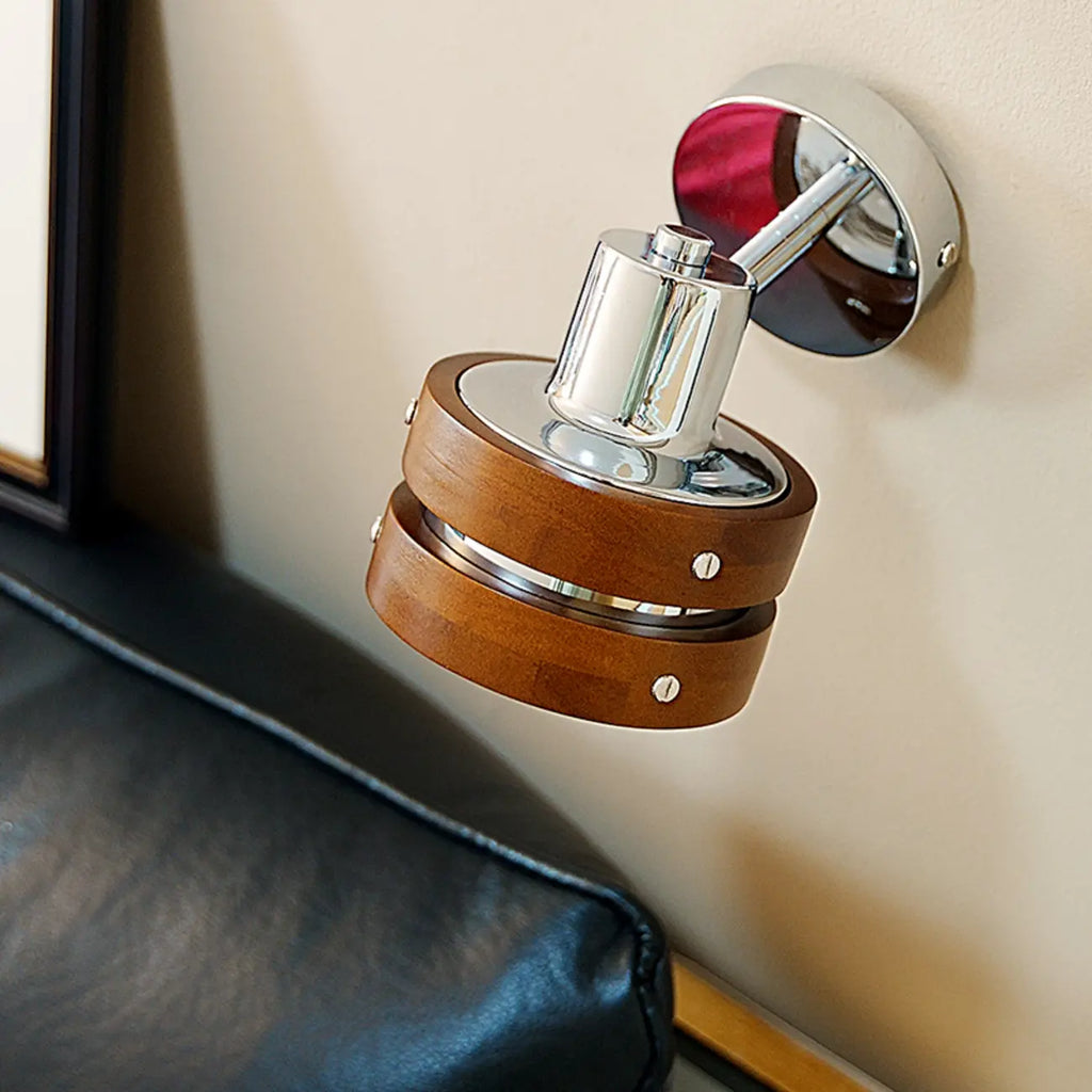 Contemporary Simplicity Walnut Chrome Wall Sconce