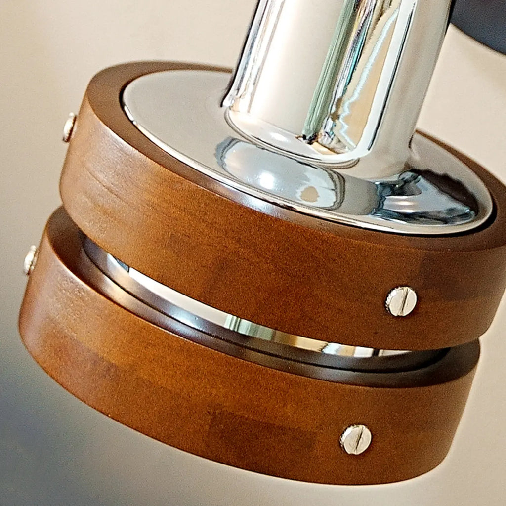 Contemporary Simplicity Walnut Chrome Wall Sconce