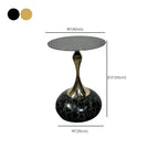 Glam Gold Stone Round Side Table for Living Room