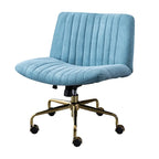 Elegant Gray Linen Upholstered Swivel Office Chair