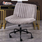 Elegant Gray Linen Upholstered Swivel Office Chair