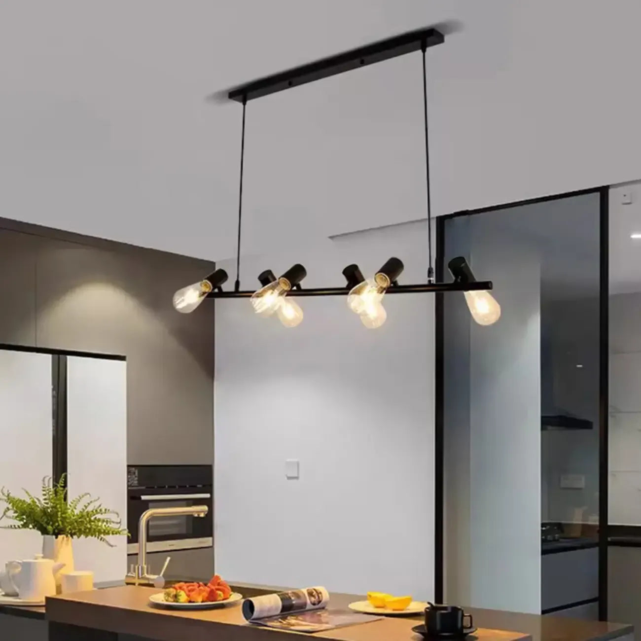 Industrial Metal Adjustable Island Pendant Light for Kitchen Area