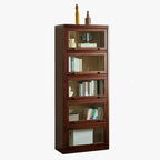 Classic Brown Wooden Flipped Glass Storage Cabinet