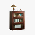 Classic Brown Wooden Flipped Glass Storage Cabinet