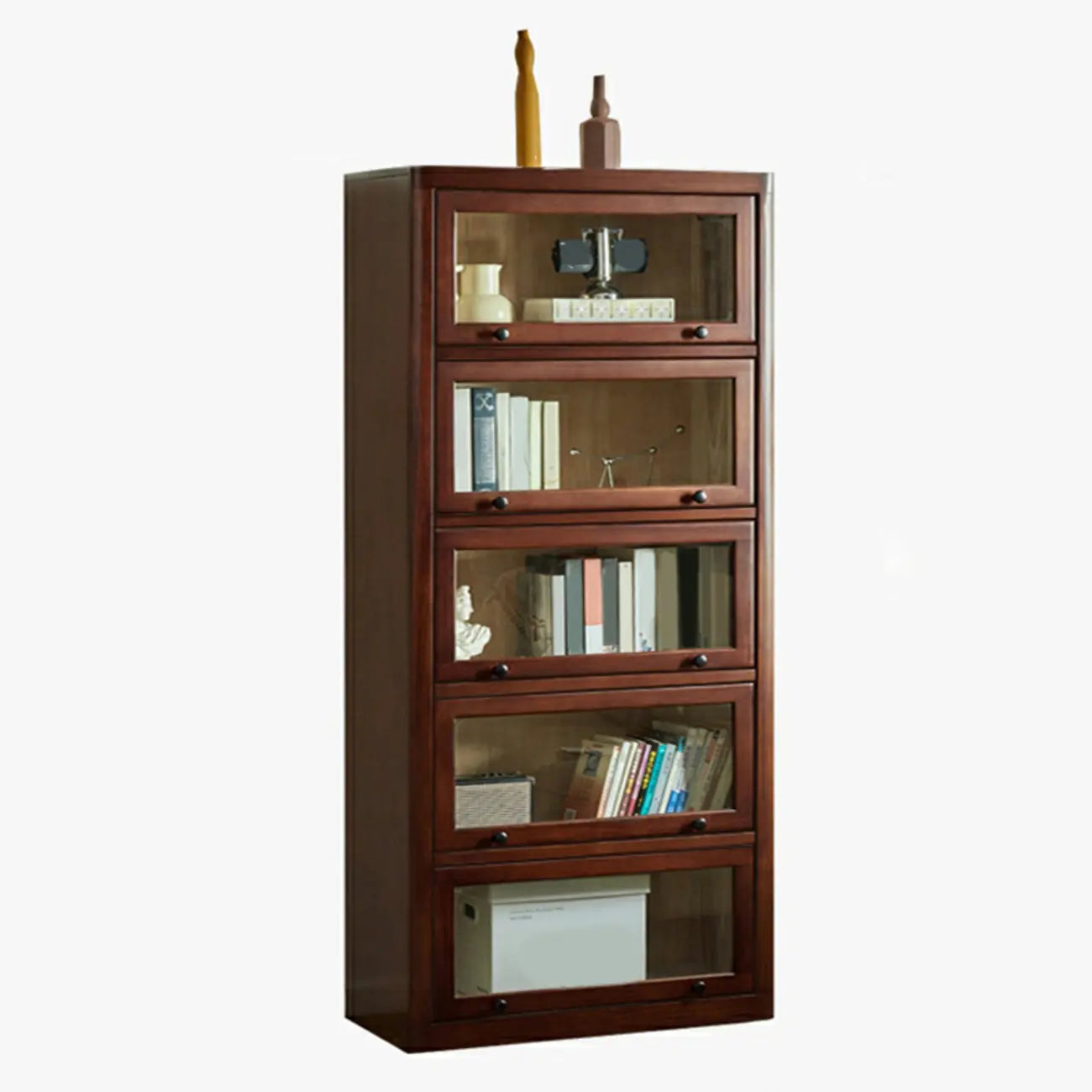 Classic Brown Wooden Flipped Glass Storage Cabinet