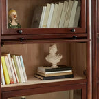 Classic Brown Wooden Flipped Glass Storage Cabinet