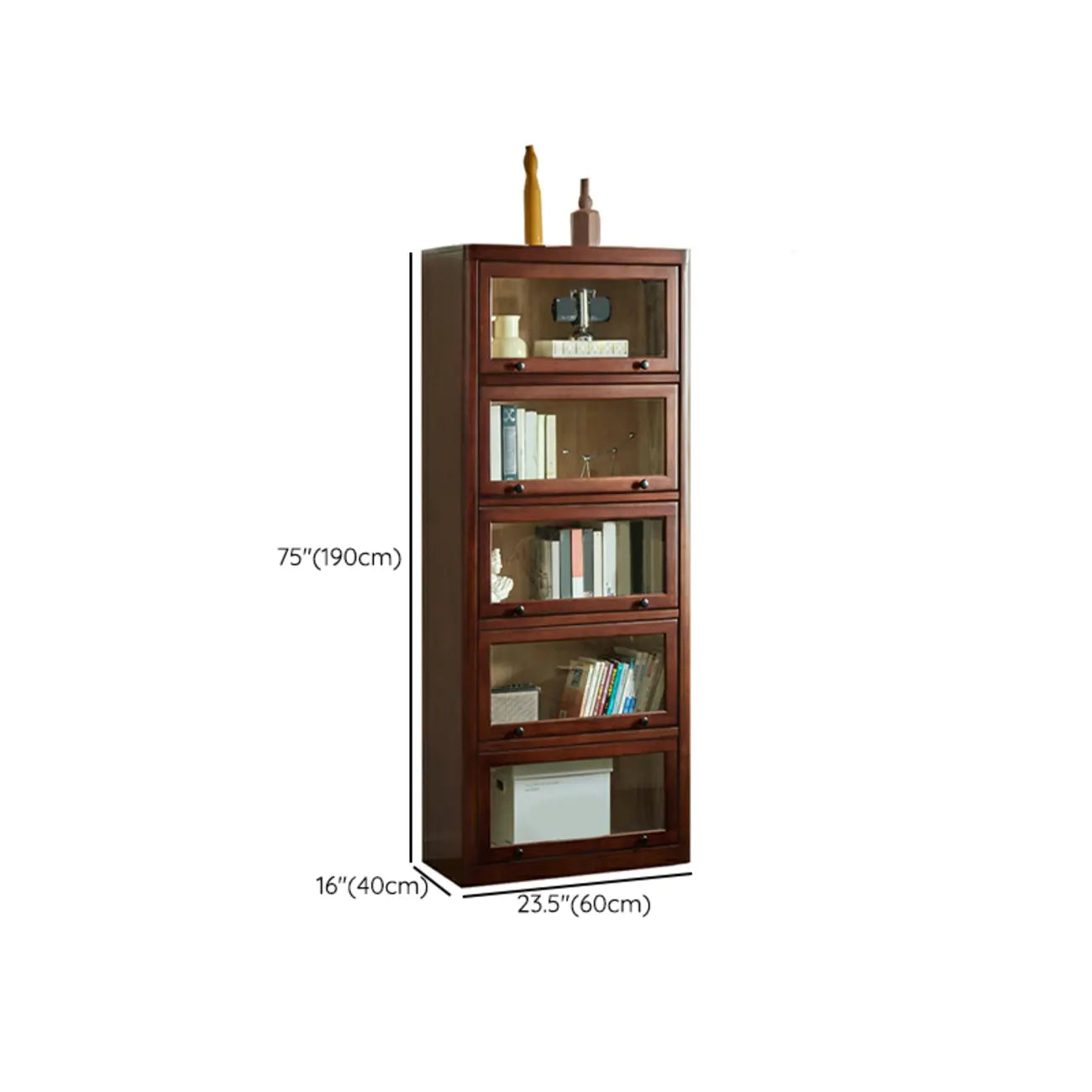 Classic Brown Wooden Flipped Glass Storage Cabinet