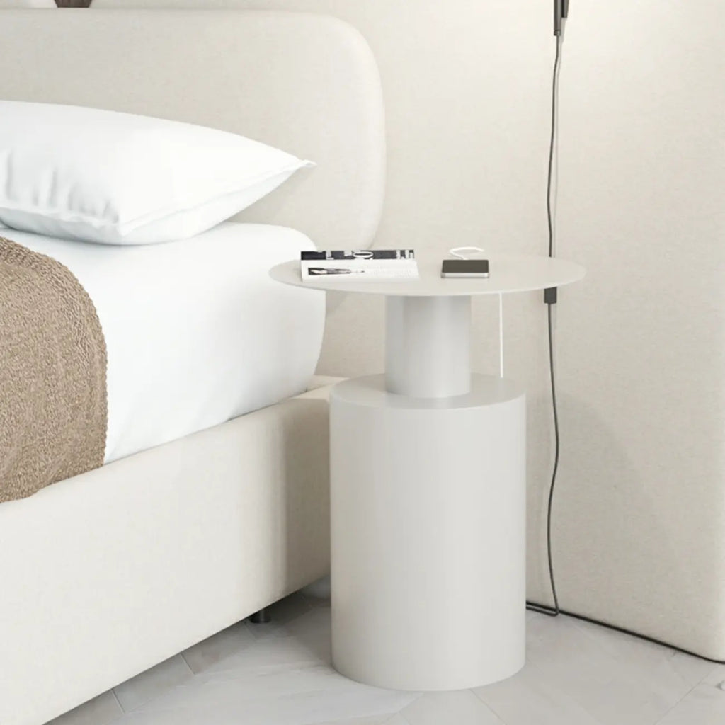 Modern Metal Round End Table with Geometric Shape for Bedroom