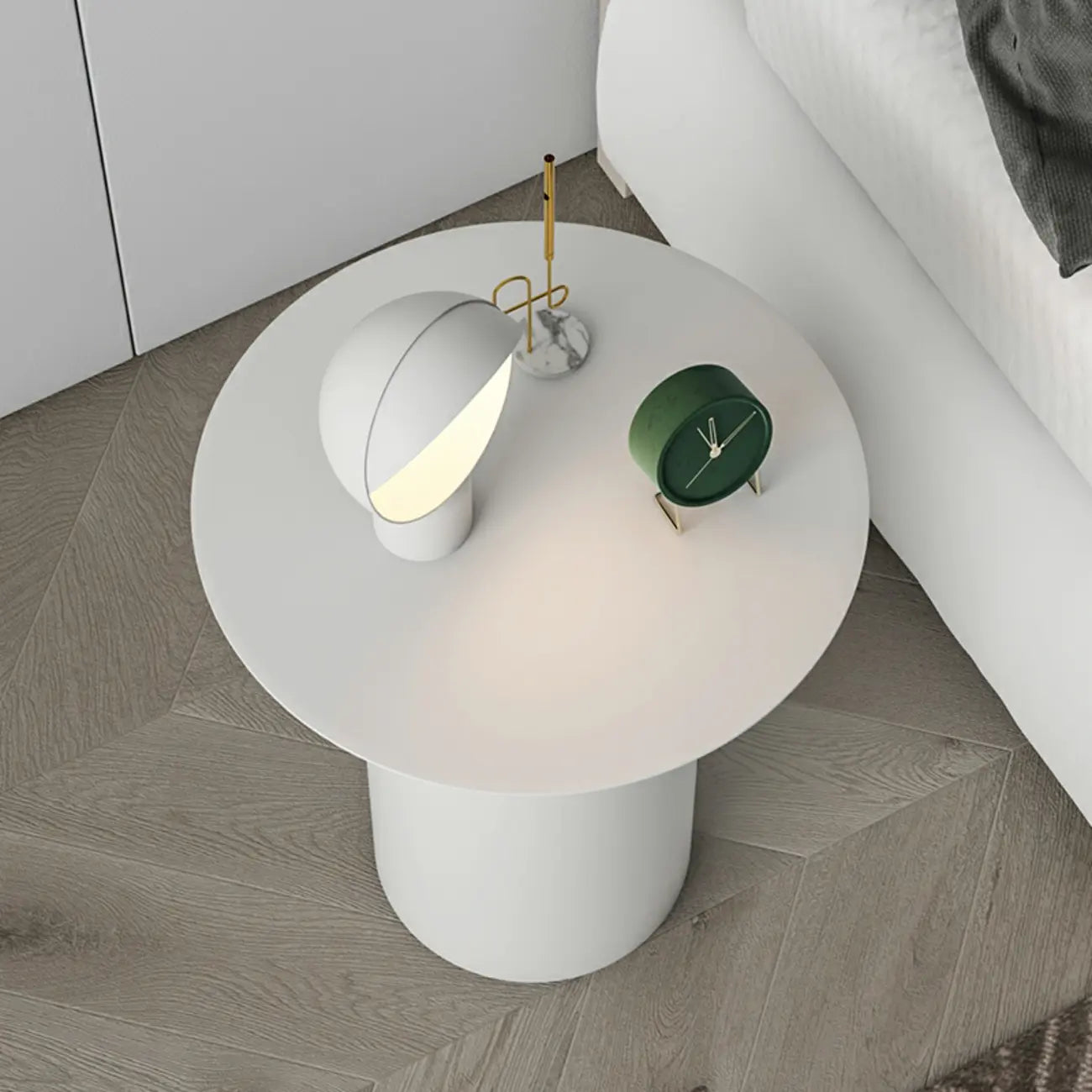 Modern Metal Round End Table with Geometric Shape for Bedroom