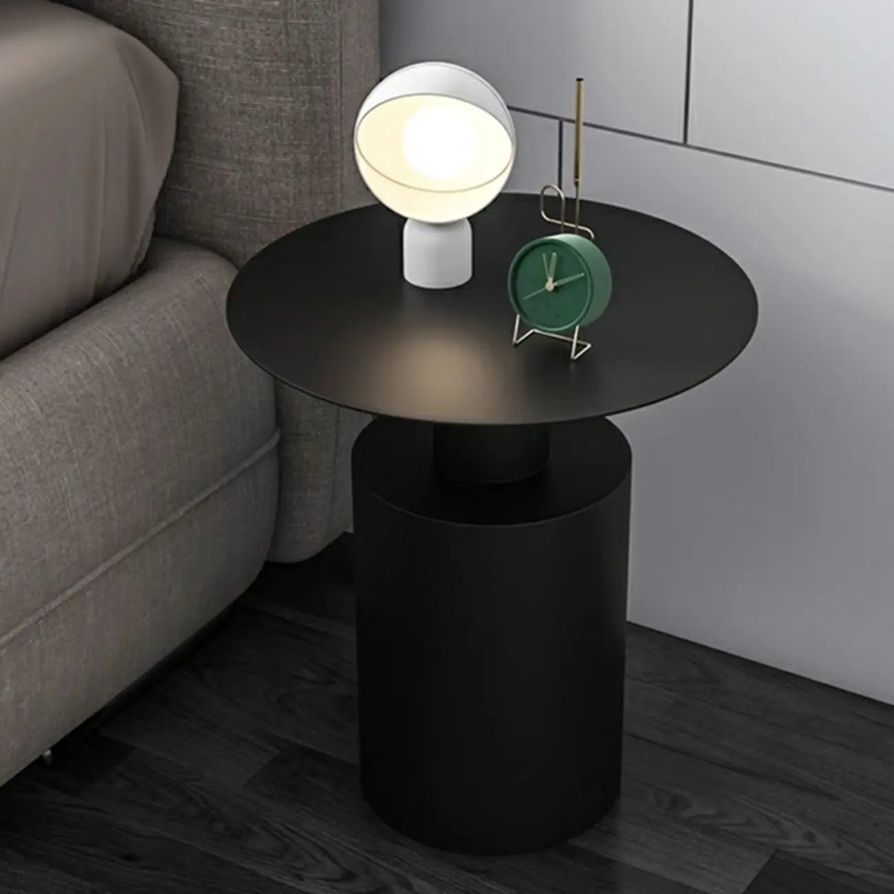 Modern Metal Round End Table with Geometric Shape for Bedroom