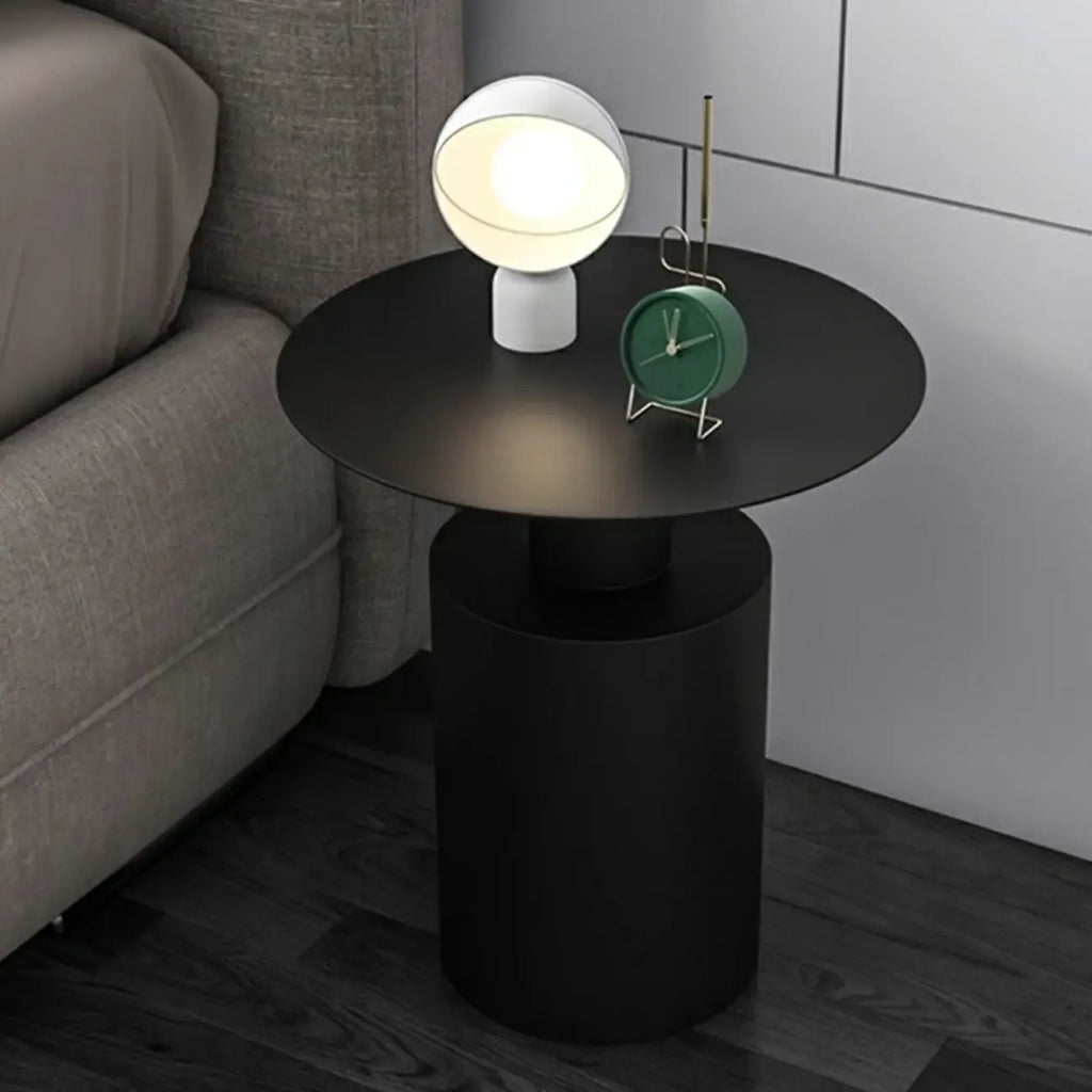 Modern Metal Round End Table with Geometric Shape for Bedroom