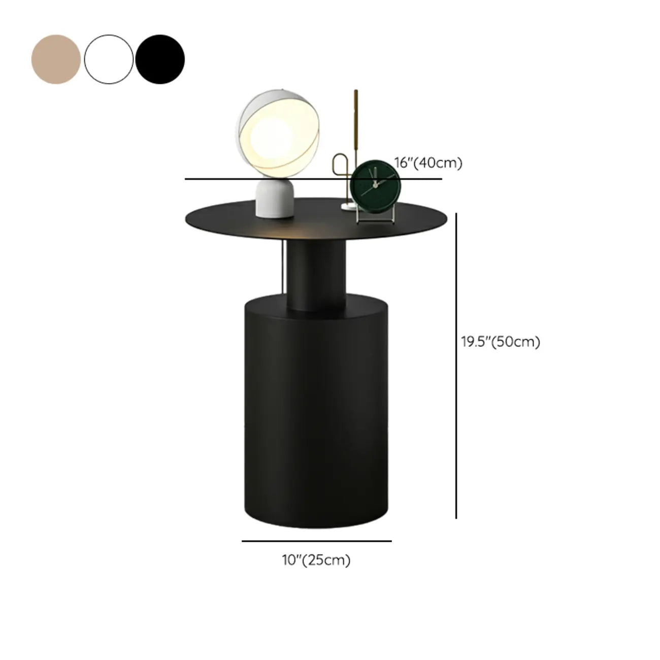 Modern Metal Round End Table with Geometric Shape for Bedroom