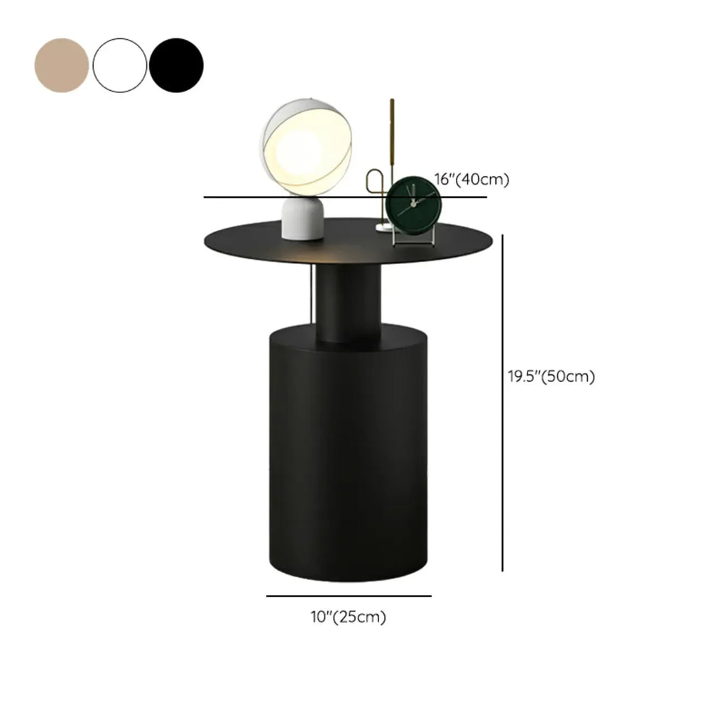Modern Metal Round End Table with Geometric Shape for Bedroom