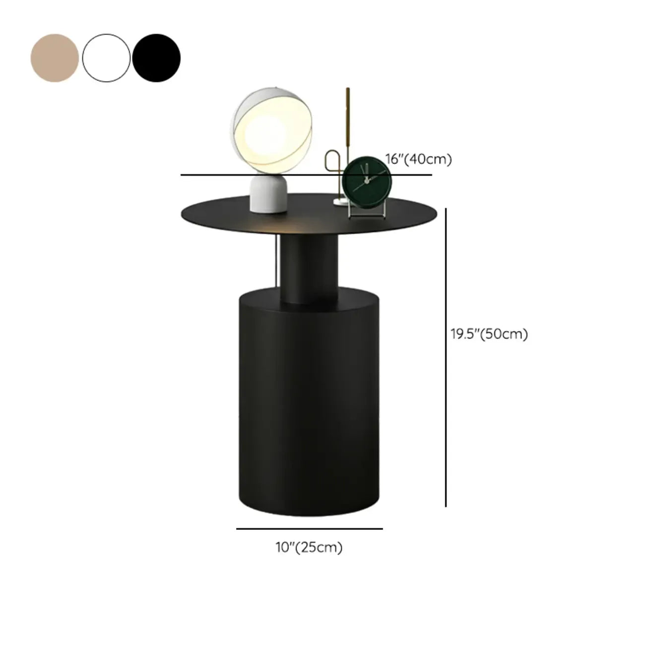 Modern Metal Round End Table with Geometric Shape for Bedroom