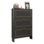 3-Tier Black Drop-Front Entryway Shoe Storage Cabinet
