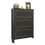 3-Tier Black Drop-Front Entryway Shoe Storage Cabinet