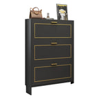 3-Tier Black Drop-Front Entryway Shoe Storage Cabinet
