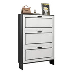 3-Tier Black Drop-Front Entryway Shoe Storage Cabinet
