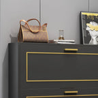 3-Tier Black Drop-Front Entryway Shoe Storage Cabinet