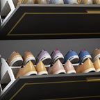 3-Tier Black Drop-Front Entryway Shoe Storage Cabinet