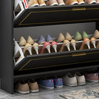3-Tier Black Drop-Front Entryway Shoe Storage Cabinet