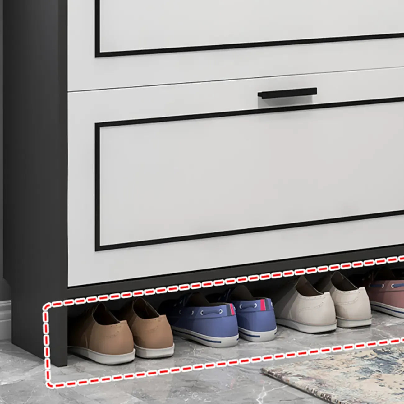 3-Tier Black Drop-Front Entryway Shoe Storage Cabinet