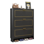 3-Tier Black Drop-Front Entryway Shoe Storage Cabinet