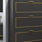 3-Tier Black Drop-Front Entryway Shoe Storage Cabinet