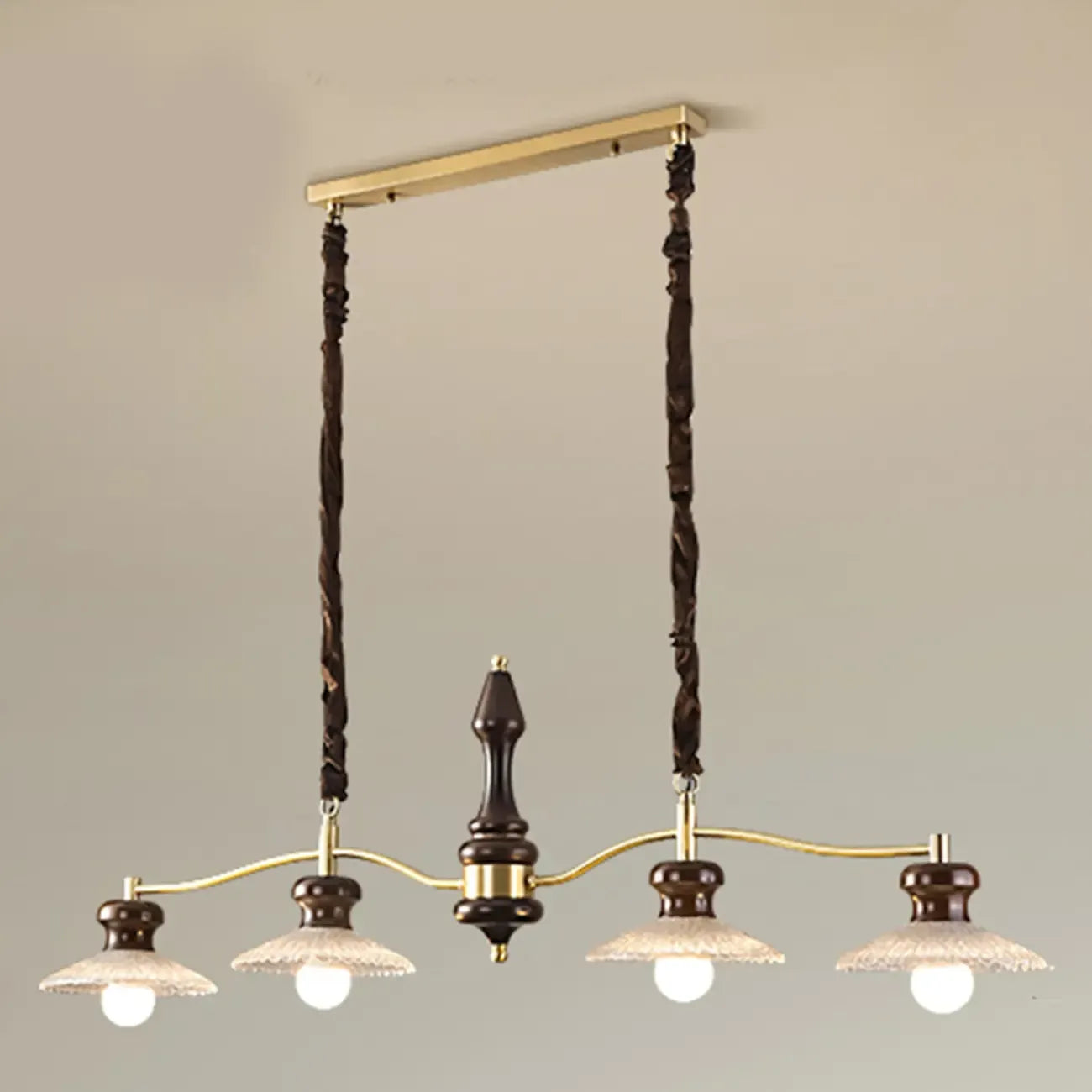 Nordic Brown Adjustable Length Island Pendant Light for Kitchen