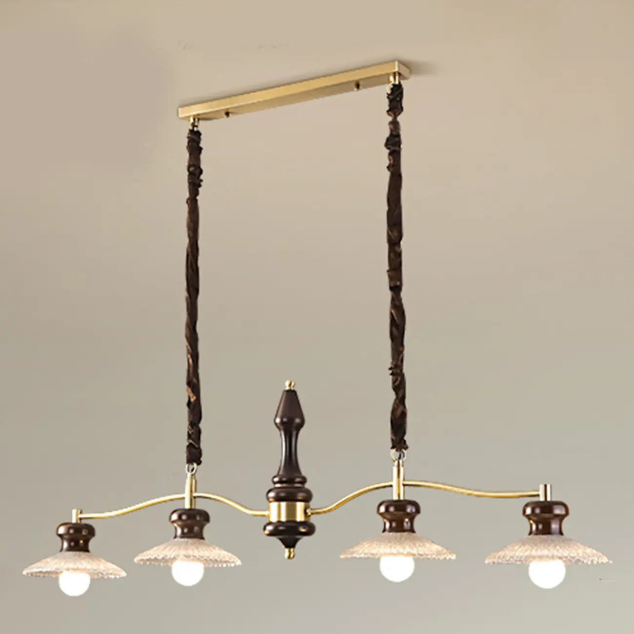 Nordic Brown Adjustable Length Island Pendant Light for Kitchen