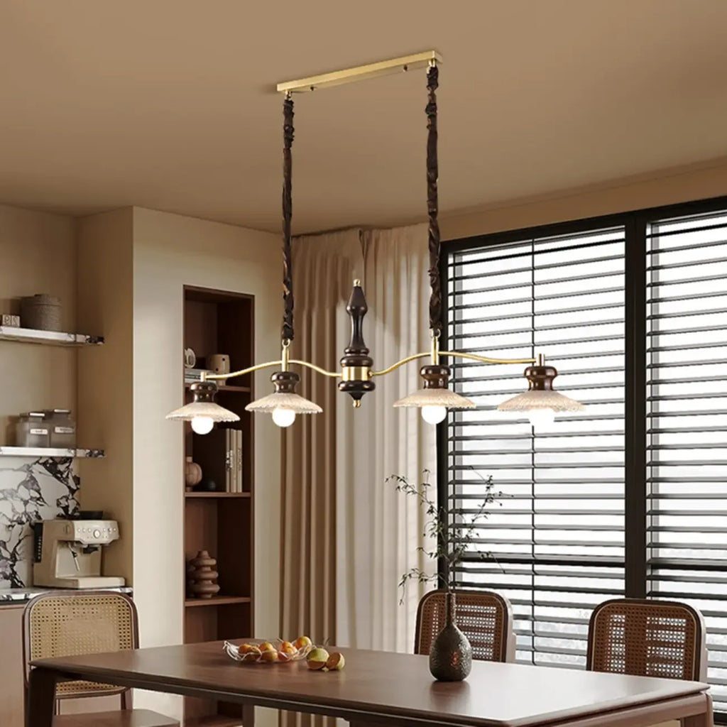 Nordic Brown Adjustable Length Island Pendant Light for Kitchen