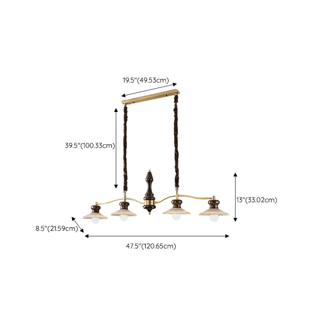 Nordic Brown Adjustable Length Island Pendant Light for Kitchen