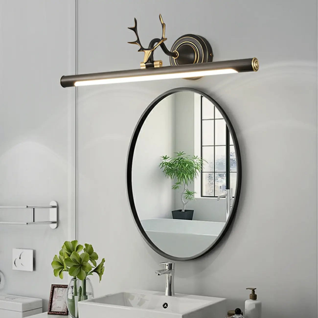 Durable Antler Tube LED Vanity Light with Acrylic Shade for Room