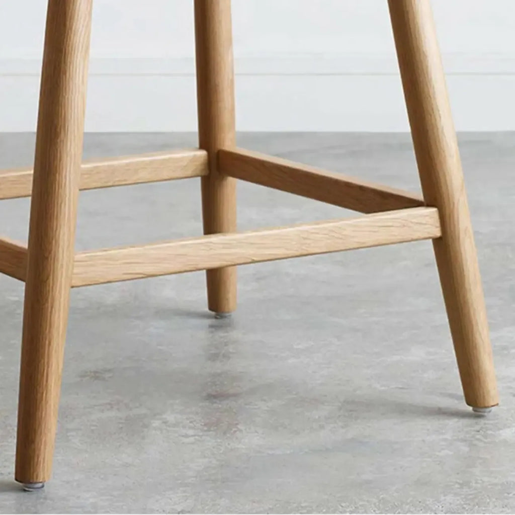 Rustic Wood High-Back Comfort Rectangle Oak Rattan Bar Stool