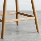 Rustic Wood High-Back Comfort Rectangle Oak Rattan Bar Stool