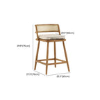 Rustic Wood High-Back Comfort Rectangle Oak Rattan Bar Stool