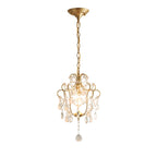 Elegant Gold Crystal Mini Kitchen Pendant Light Adjustable Chain