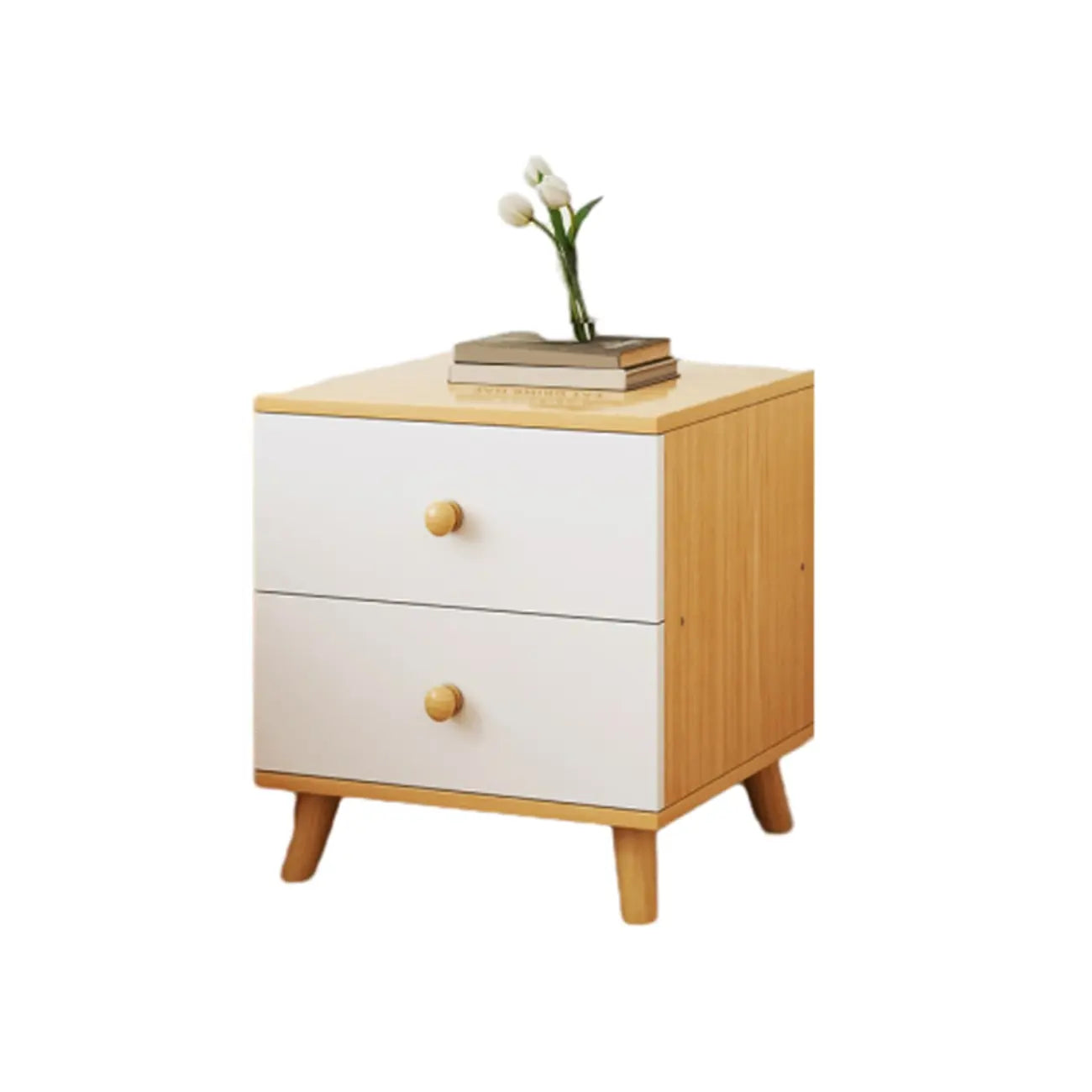 Modern Wooden Bedside Table with Dual Drawers