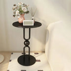 Living Room Glossy Black Metal Round Side Table