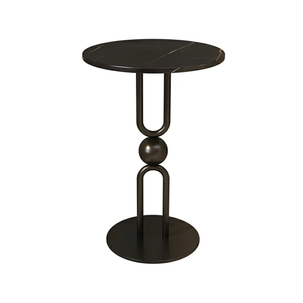 Living Room Glossy Black Metal Round Side Table