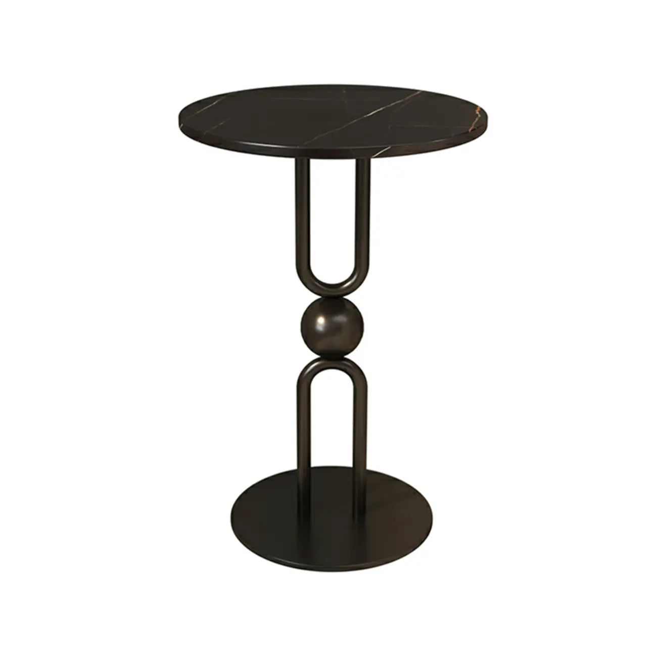 Living Room Glossy Black Metal Round Side Table