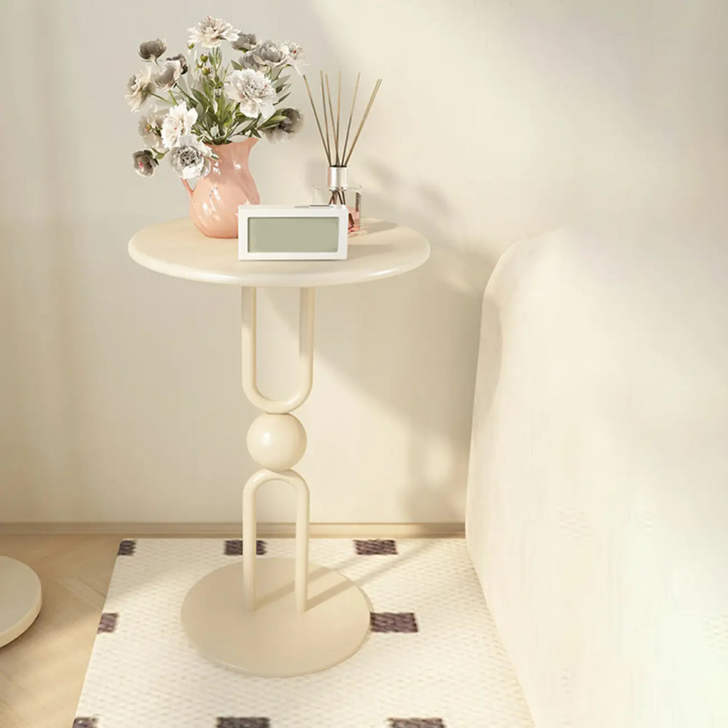 Living Room Glossy Black Metal Round Side Table